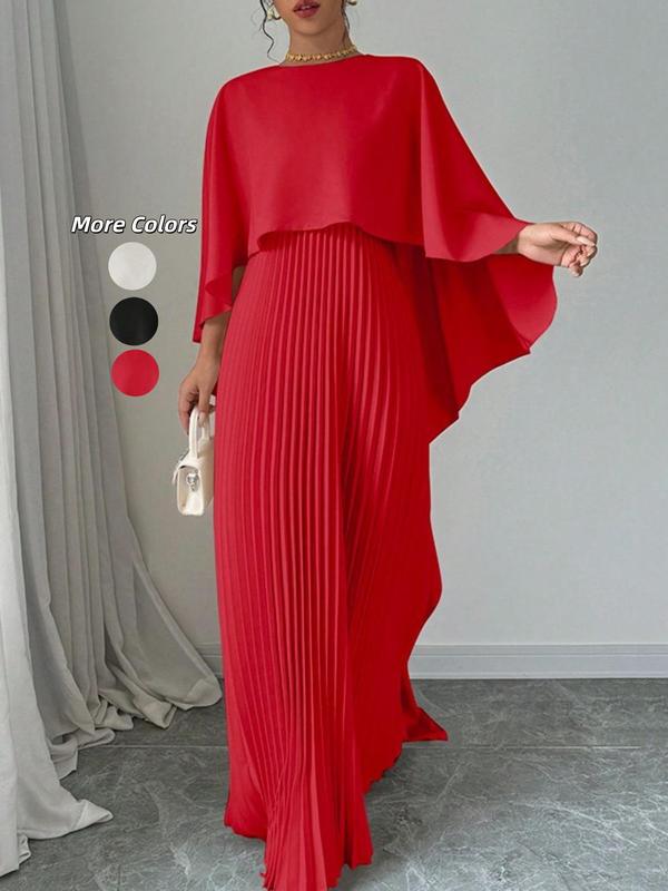 NORIE™ - Robe longue élégante plissée à manches cape