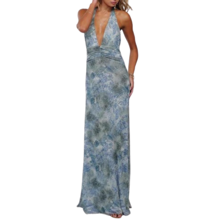 FITA™ - Élégante Robe d'Été Dos Nu à Col Montant