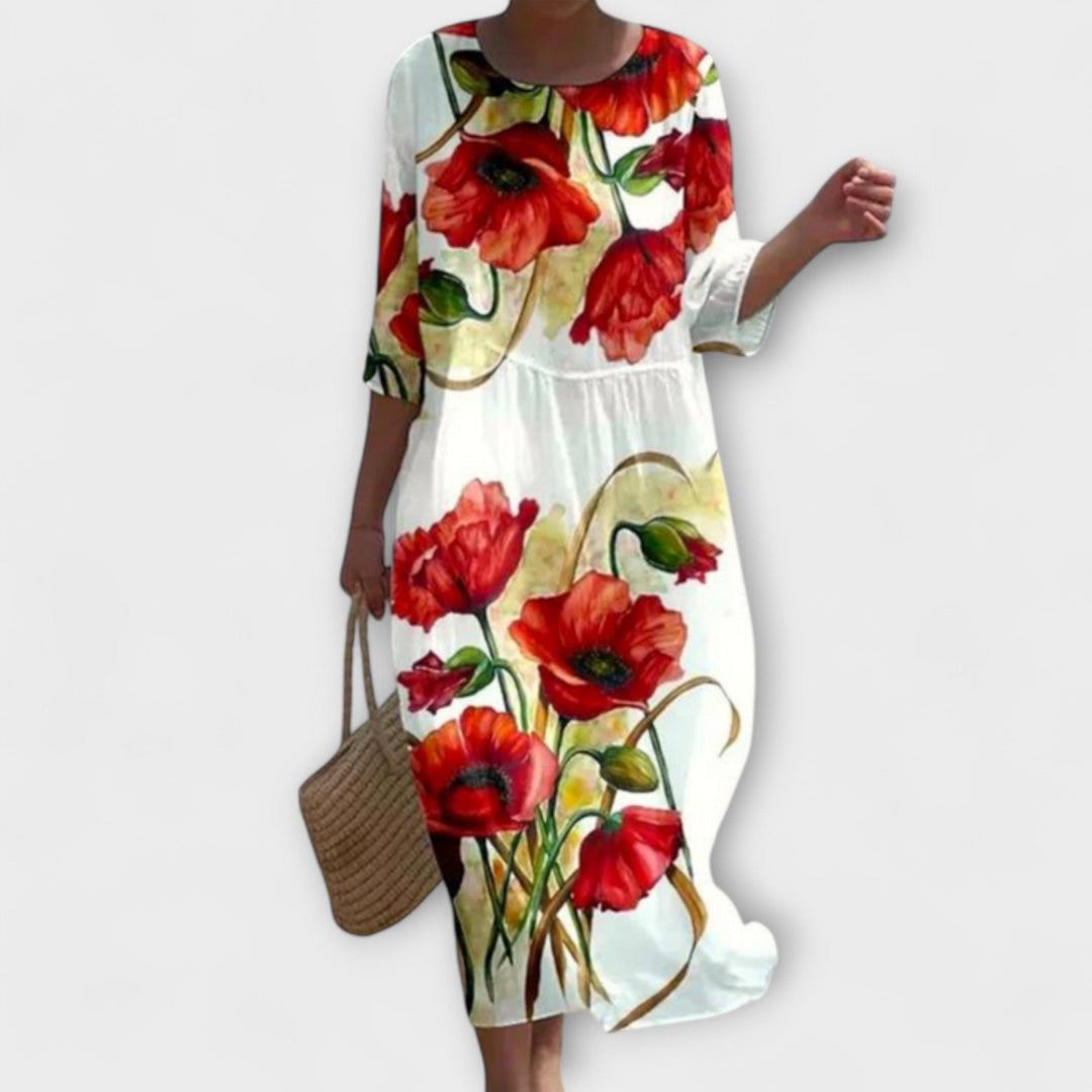 SHAE™ - Robe longue élégante à motifs floraux