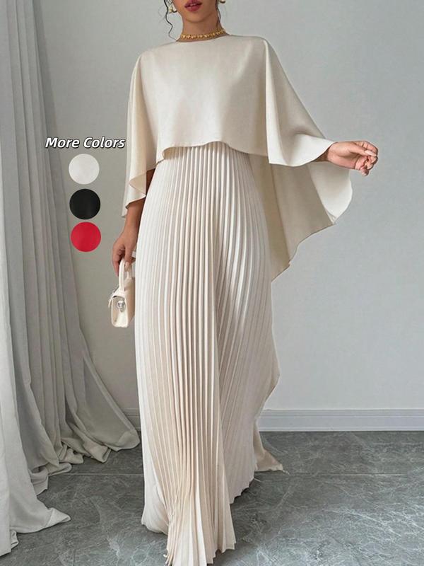 NORIE™ - Robe longue élégante plissée à manches cape