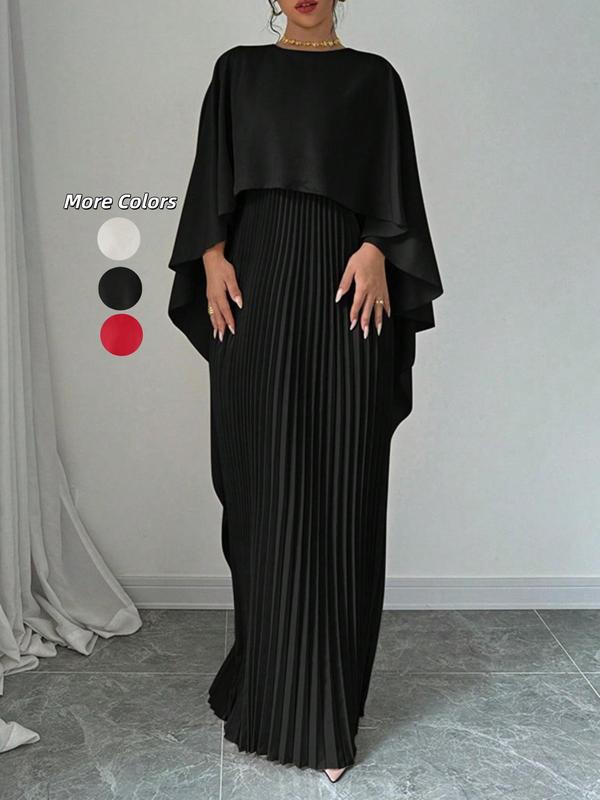 NORIE™ - Robe longue élégante plissée à manches cape