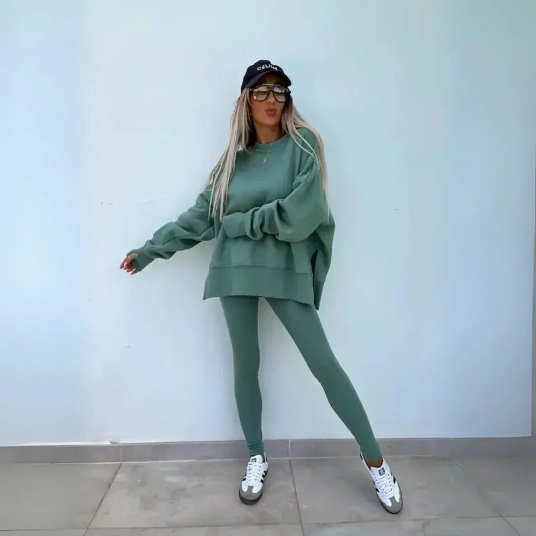 YACHI™ - Casual Long Sleeve Sweatshirt and Pants Set