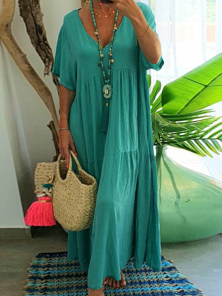 LINNEA™ – Robe longue vaporeuse à encolure en V et volants