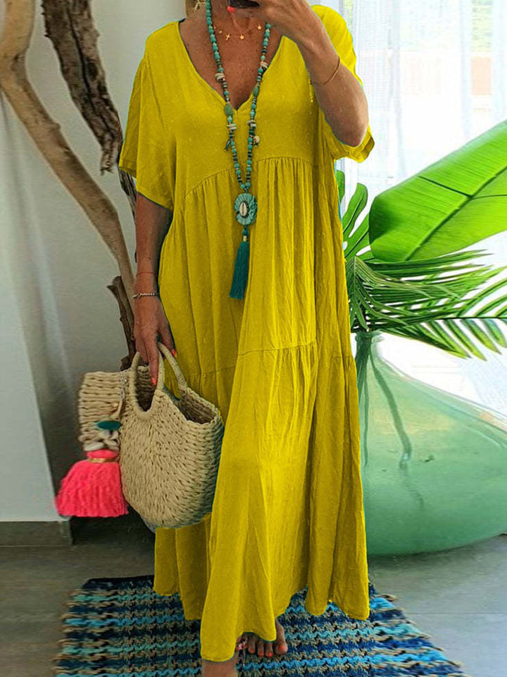 LINNEA™ – Robe longue vaporeuse à encolure en V et volants