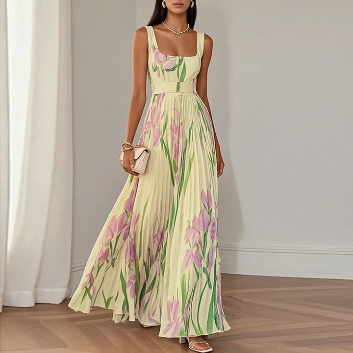 Oriah | A-Line Maxi Dress with Floral Design