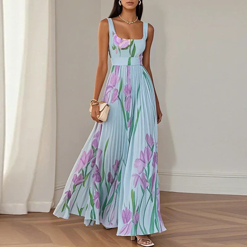 Oriah | A-Line Maxi Dress with Floral Design