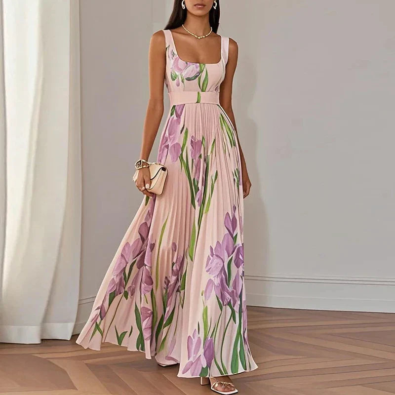 Oriah | A-Line Maxi Dress with Floral Design