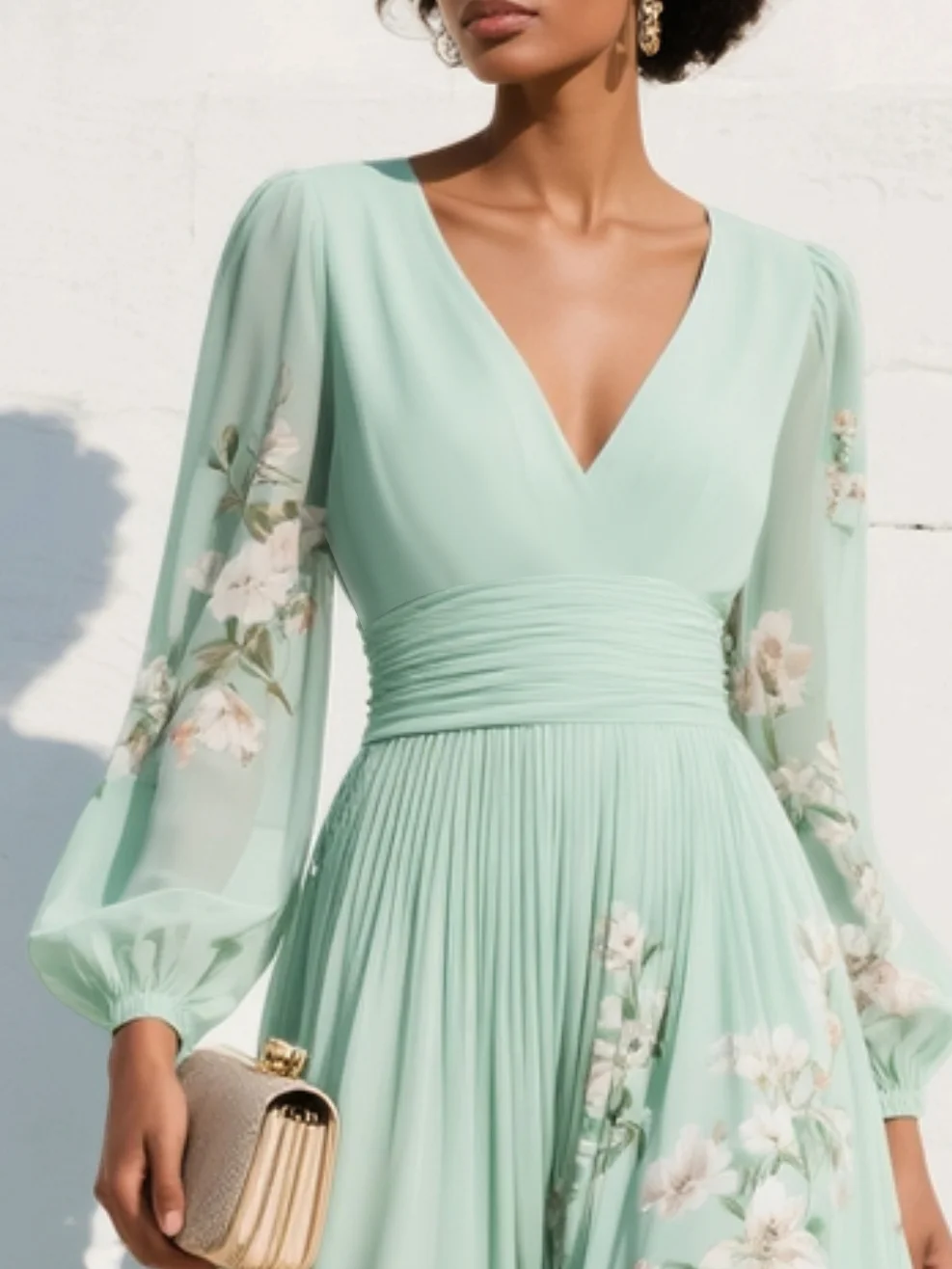 Cisella | Light Green Floral Midi Dress" can be rewritten as "Cisella | Midi Dress in Light Green with Floral Print.