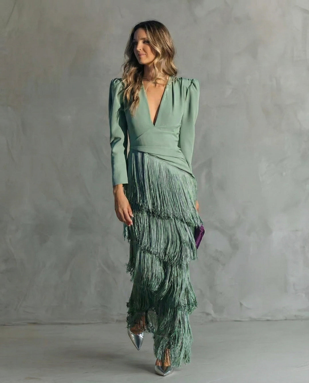 Chiara | Sophisticated Dress Featuring Fringe Sleeves