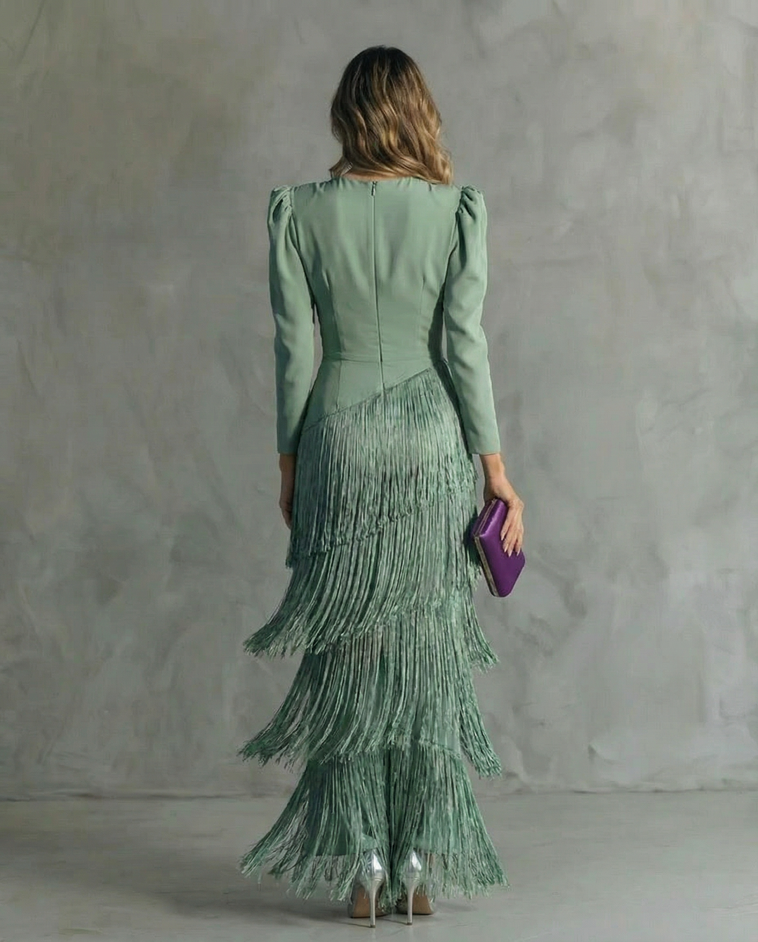 Chiara | Sophisticated Dress Featuring Fringe Sleeves