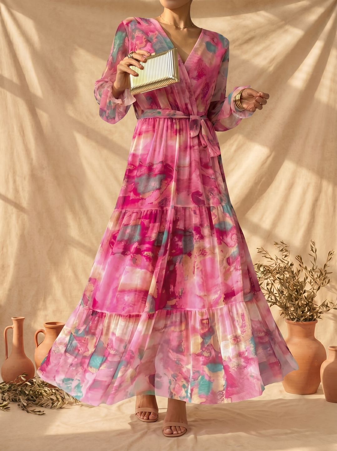 Floral Wrap Dress in Hazel